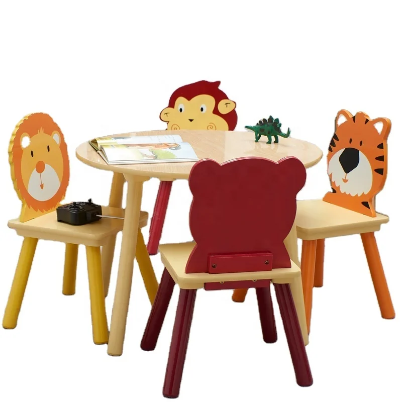 Toffy & Friends Набор деревянных животных стол и стулья для детей