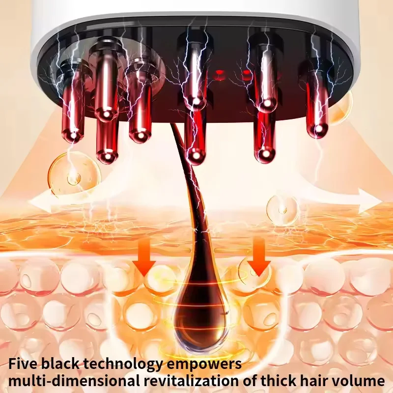 In Stock Electric Hair Growth Red Light Therapy Comb Anti Hair Loss Vibration Scalp Massage Comb With Compartment Oil Applicator