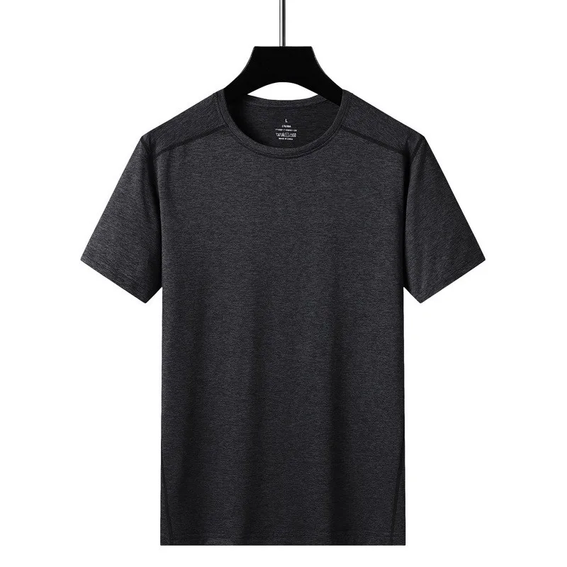 SUMMER Men 8XL O-neck Quick Dry Ice Silk Breathable Running Tshirt Fitness Sports Gym Wear