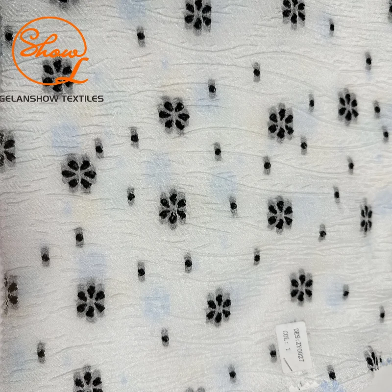 Velvet Flower Chiffon Fabric 65% Polyester 35% Nylon 76GSM FOR Dresses Tops Scarves Decorative Home Items