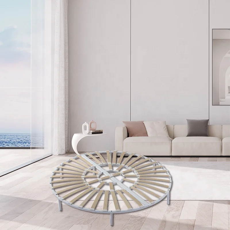 Romantic Style Queen Size Easy Installation Metal Single Circular Flat Bed Frame For Adult