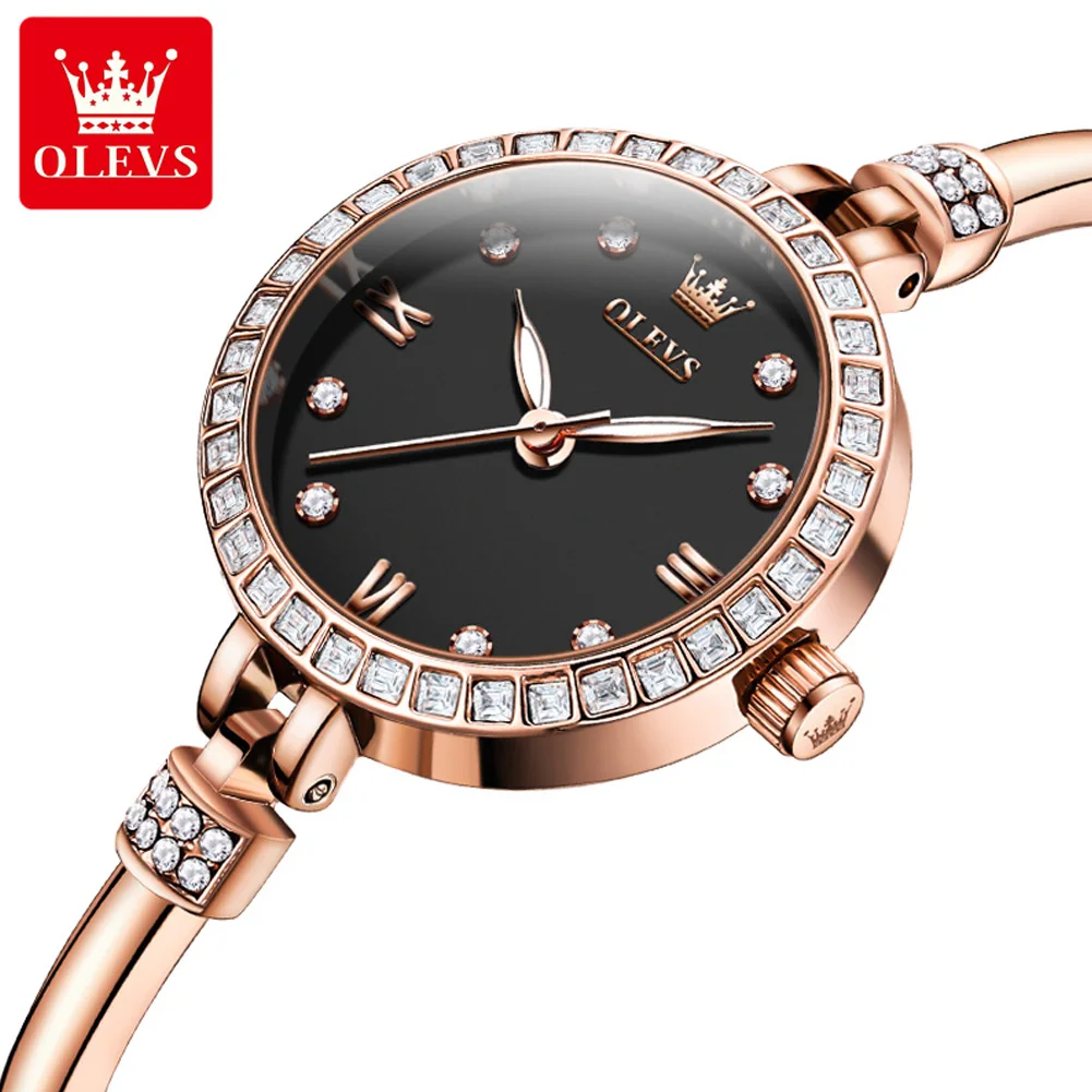 OLEVS 5585 Luxury Jewelry Design Rose Gold Steel Quartz Watches Waterproof Fashion Brand Ladies Watches