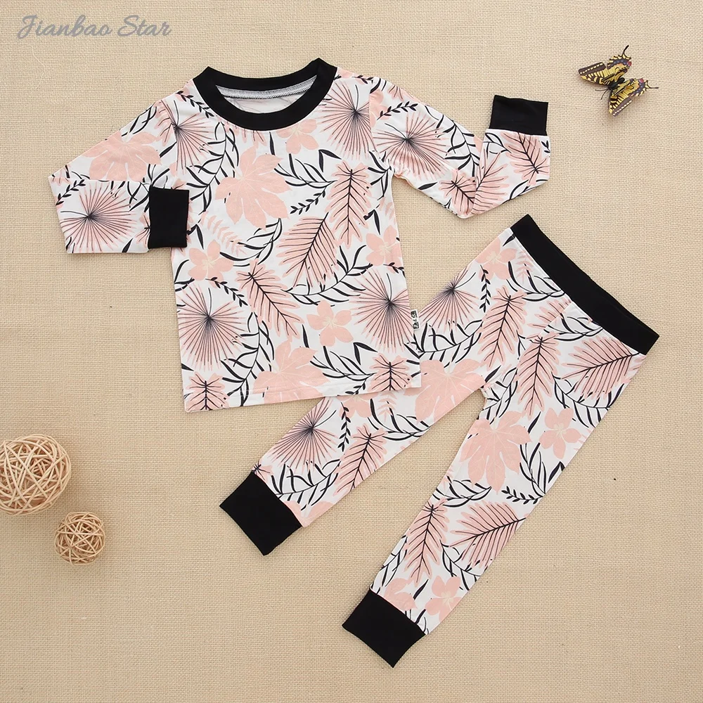 New Printing Baby Boys Girl Suits Set Soft Bamboo Baby Pajamas Set Eco Friendly 2 Pcs Long Sleeve Casual baby Clothing set