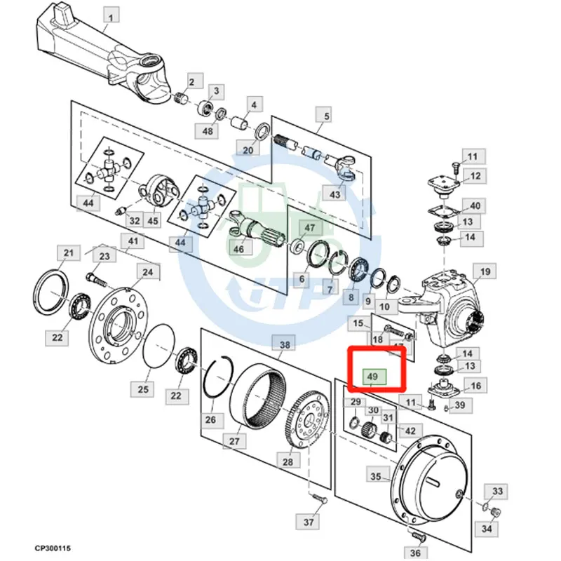 Фланец-носитель в сборе RE271421 подходит для John Deere 5045D 5055D 5045E 5100E 5700 5900