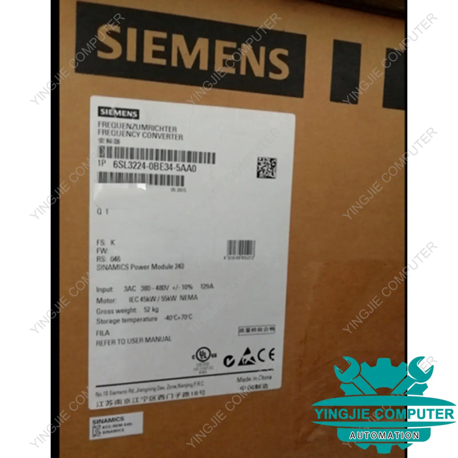 Новый силовой модуль Siemens 6SL3 224-0BE34-5AA0 6SL3224-0BE34-5AA0 G120 PM240