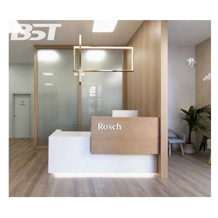 Luxury Design Wooden Decorate Dental Clinic Office Checkout Cashier Cash Counter Desk
