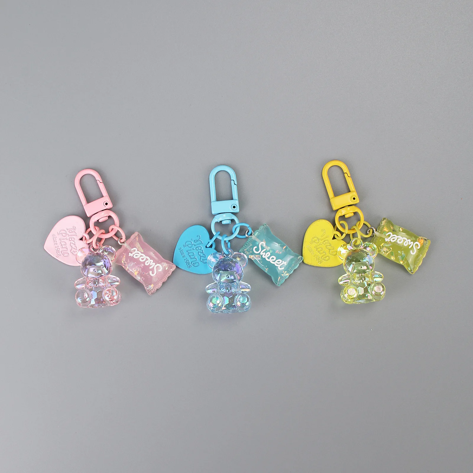 Resin Candies Keychains Metal charm Key Holder Acrylic animal Pendent Accessory for children gifts
