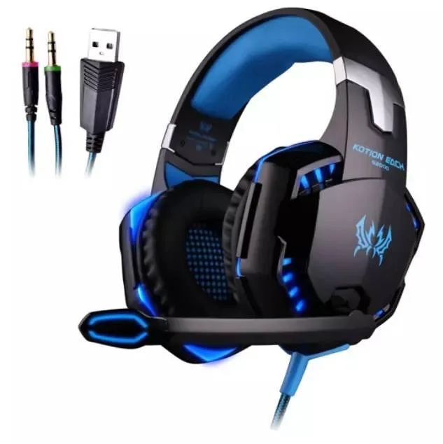 Wholesale China factory price G2000 Noise Cancelling Gaming Headphones with Mic Led Light Over Ear Wired Headset For PC Game