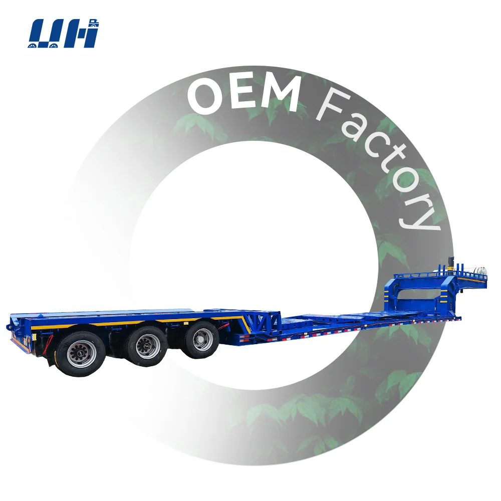 Hot sale 3 axis 4 axle 60 80 100 tons heavy duty gooseneck low loader low bed lowboy truck lowbed semi trailer
