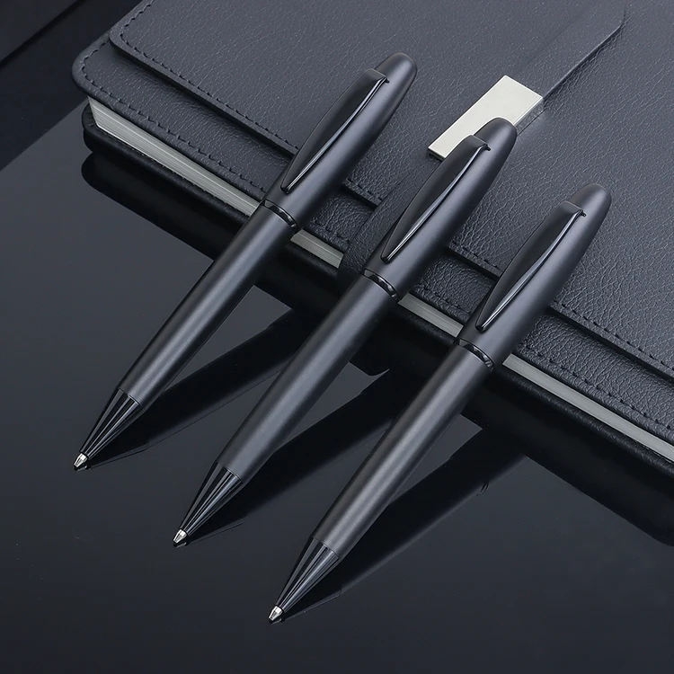 Metal Office Ball Point Pen Black Metal Pen With Customized Logo Business Pen