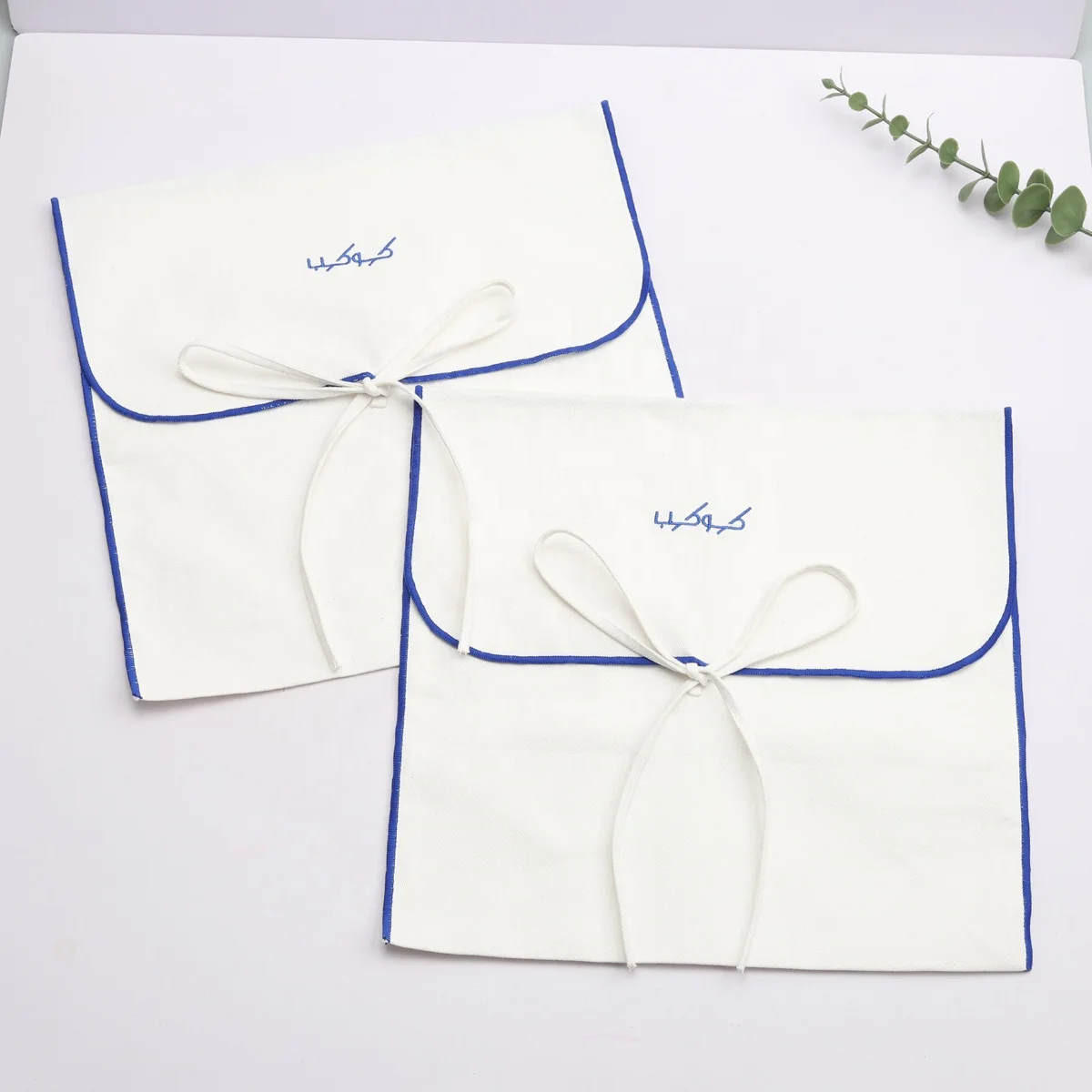 Eco-Friendly White Cotton Twill Envelope Pouch Gift Wallet Handbag Packing Dust Bag Luxury Cotton Flap Dust Pouch