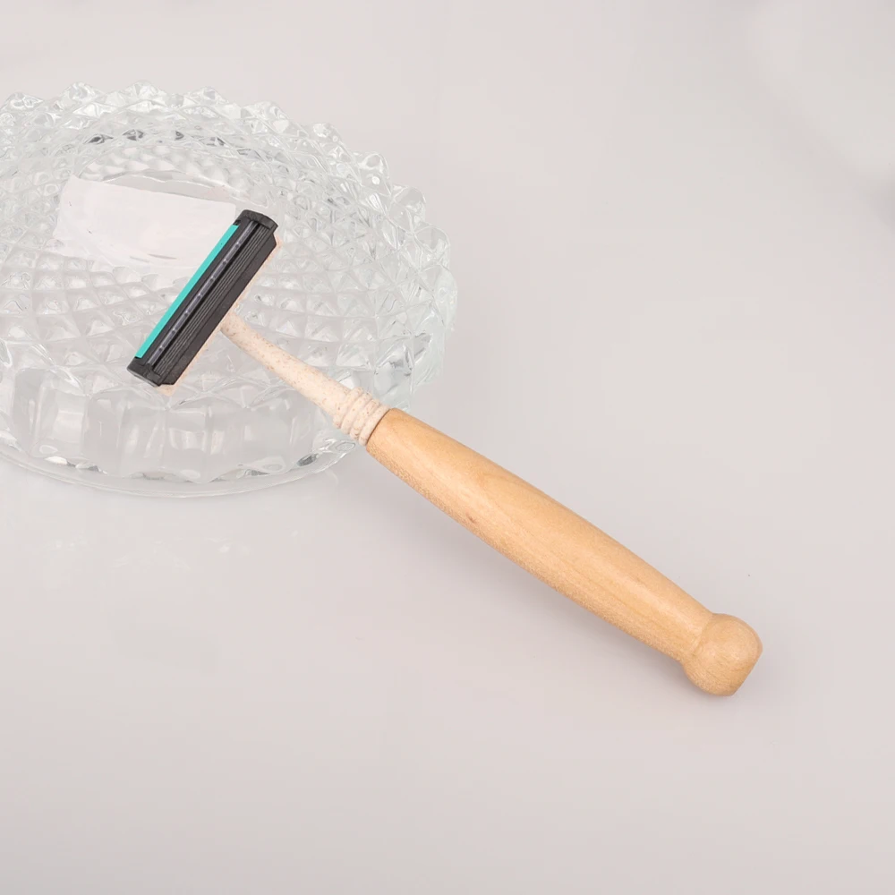 Hospitality Razor Hotel 2 layer Blades Wheat Straw Razor Wood handle Disposable Razor
