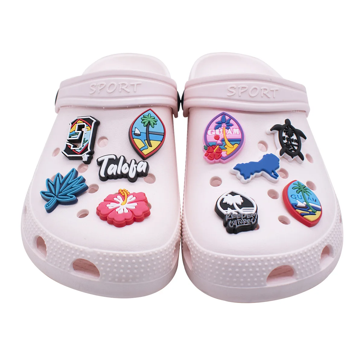 2023 new guam island hawaii beach shoe charms summer theme  shoes decorations accessories charms for kid gift