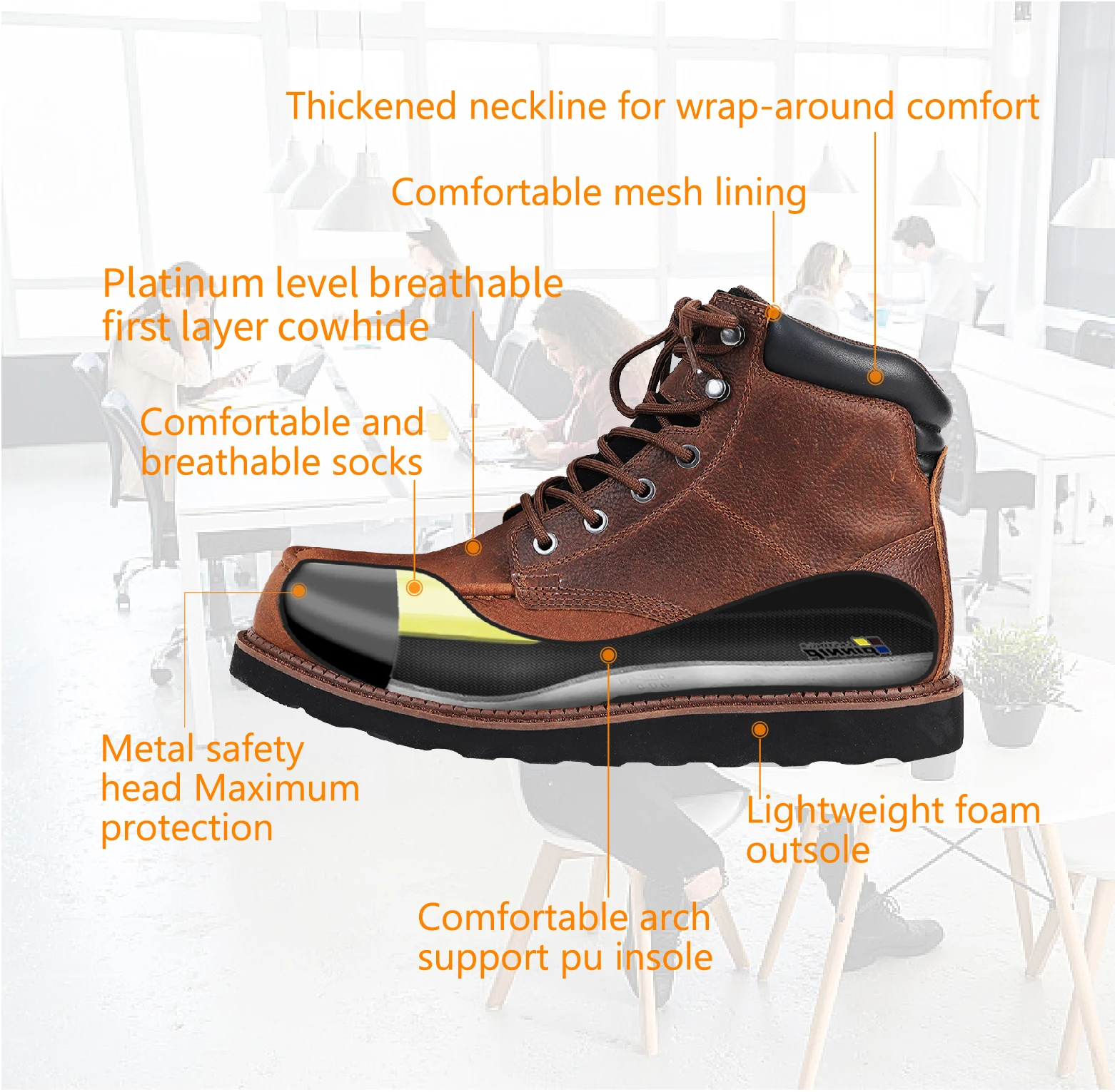 PINNIP Brand Hunting Boots, First-Layer Cowhide, Fashionable And Lightweight Outdoor Shoes