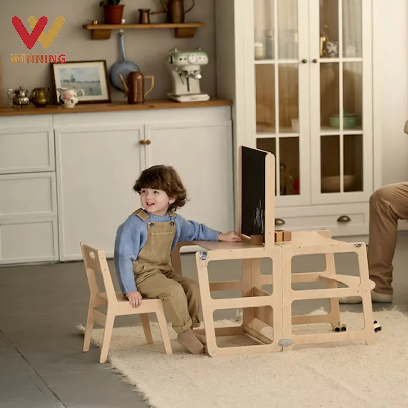 Winning 2 In 1 Toddler Standing Highchair Kitchen Tower Help Adjustable Solid Wood Step Stool Foldable Cook Montessori