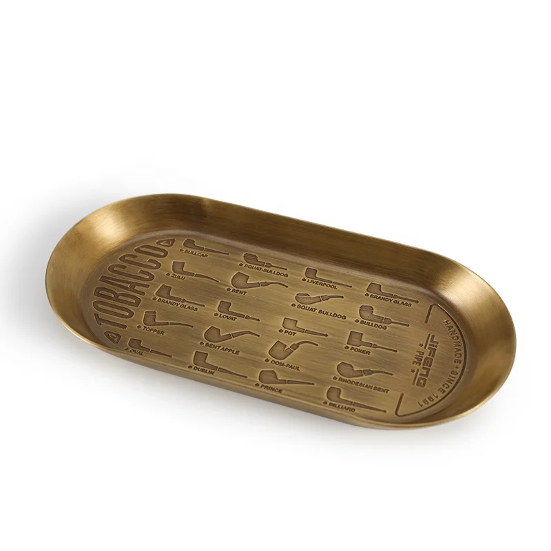 JIFENG JF-104 vintage style brass metal tray for cigar or tobacco pipe design cigarette smoking ash tray accessories