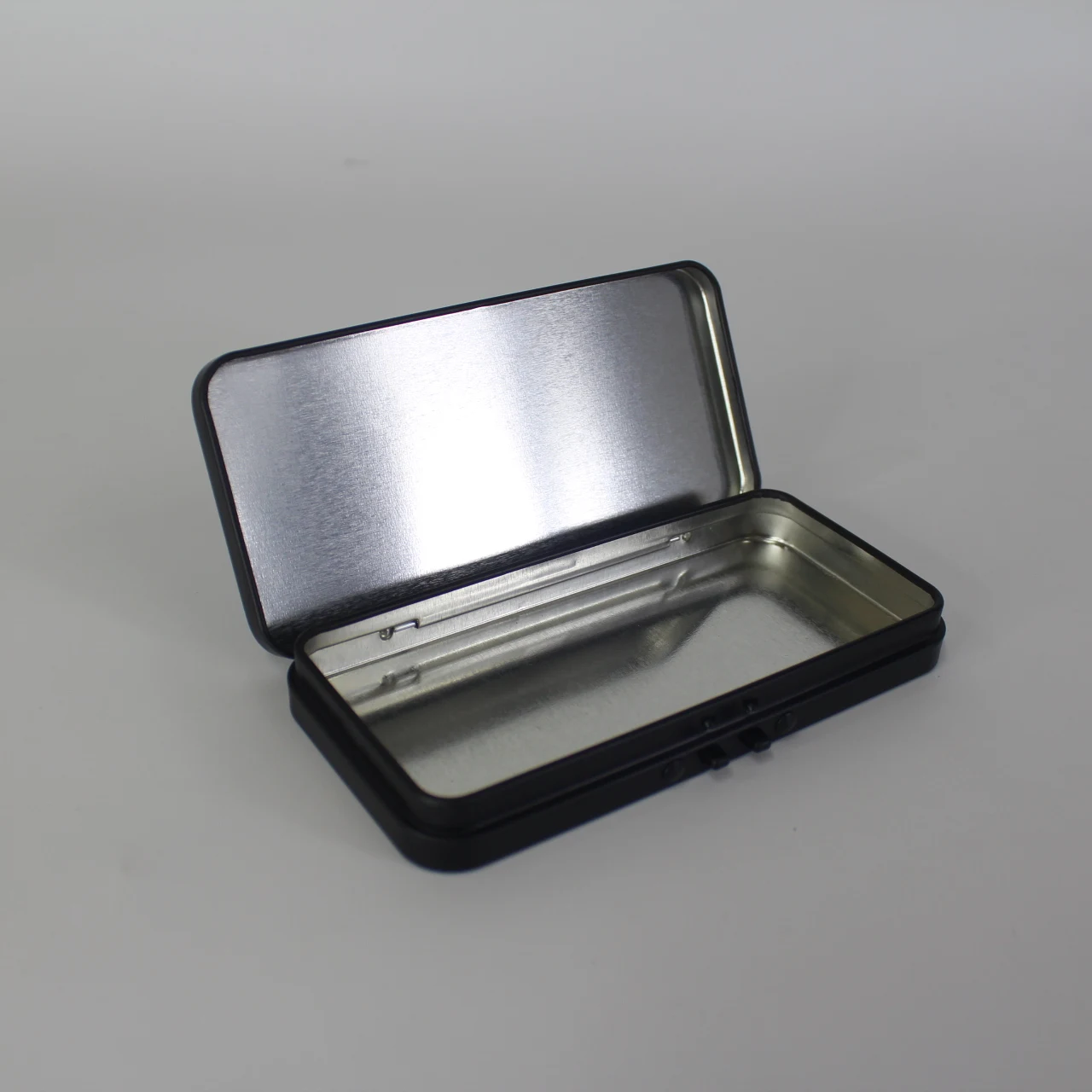 High Quality Metal Rectangular Empty Hinged Tin Box Containers Min Small Storage Tin box custom candy box