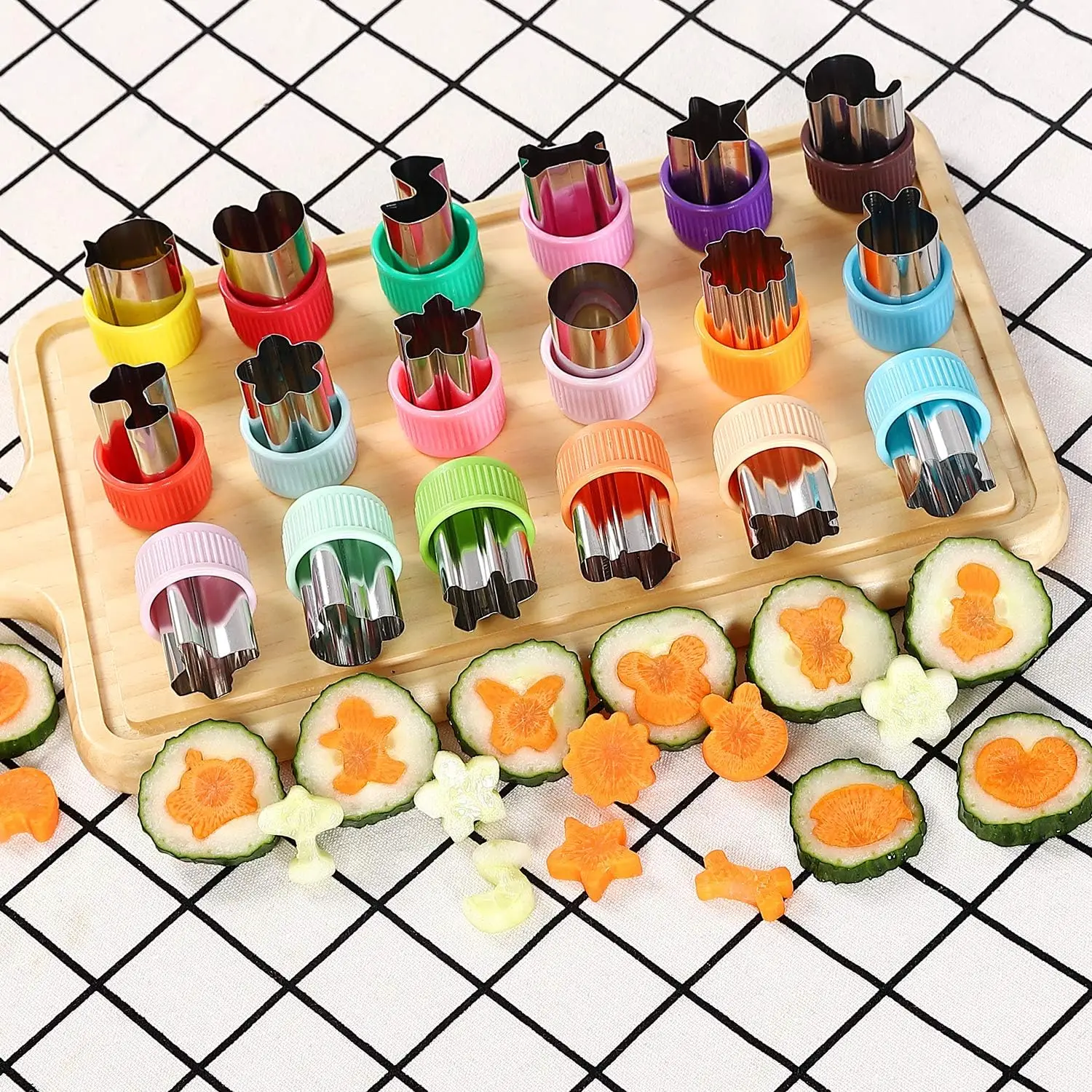 21 in 1 Set Vegetable Cutter Shapes Set Mini Sizes Cookie Cutters Set Fruit Cookie Stamps Mold