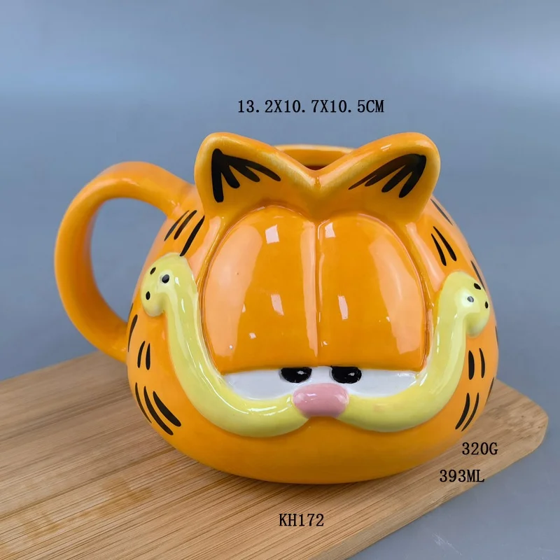 3D милый крутой Кот керамическая кофейная кружка мультяшное животное кошка в форме желтой керамической чашки