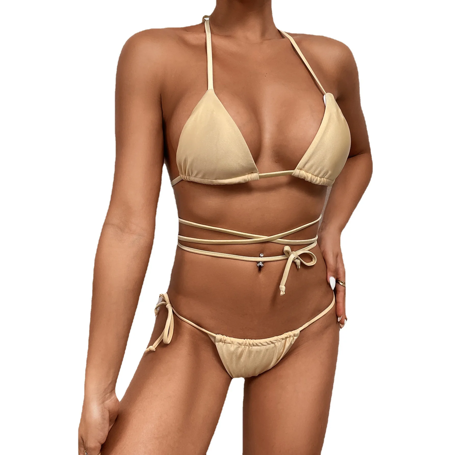 Wholesale 2023 New Womens Bikini Swimsuits Bandage Split Swimwear & Beachwear Halter Mini Bikini