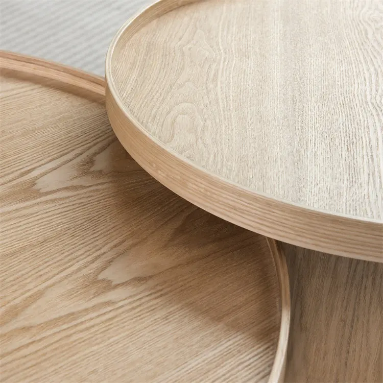 Creative American Wooden Furniture Coffee Tables Ash Wood Slab Frame Circle Birch Small Solid Wood Coffee Table Side Tea Table