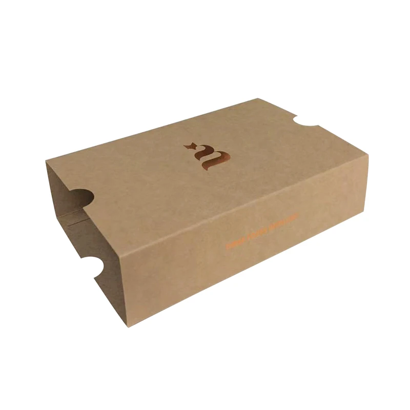 Eco Friendly Brown Kraft Paper Foldable Drawer Gift Box Custom Luxury Socks Drawer Sliding Packaging Box With Plastic Sleeve