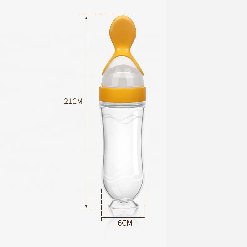 High Quality Reusable Baby Food Grade Silicone BPA-Free Silicone Fruit Food Squeeze Bottle Feeder With Spoon