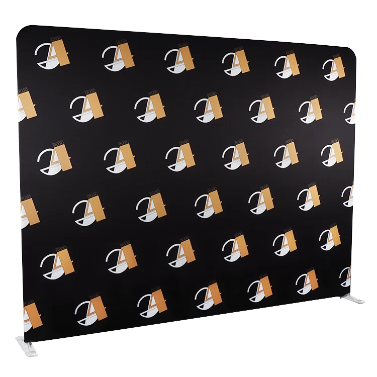 China manufacturers custom 8ft 10ft 8x8 10x10 tension fabric tradeshow backdrop display step and repeat banner stand