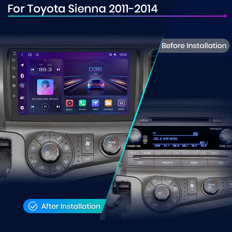 Автомобильная радио-навигация Junsun V1 EU для Toyota Sienna 2011-2014 CarPlay Autoradio