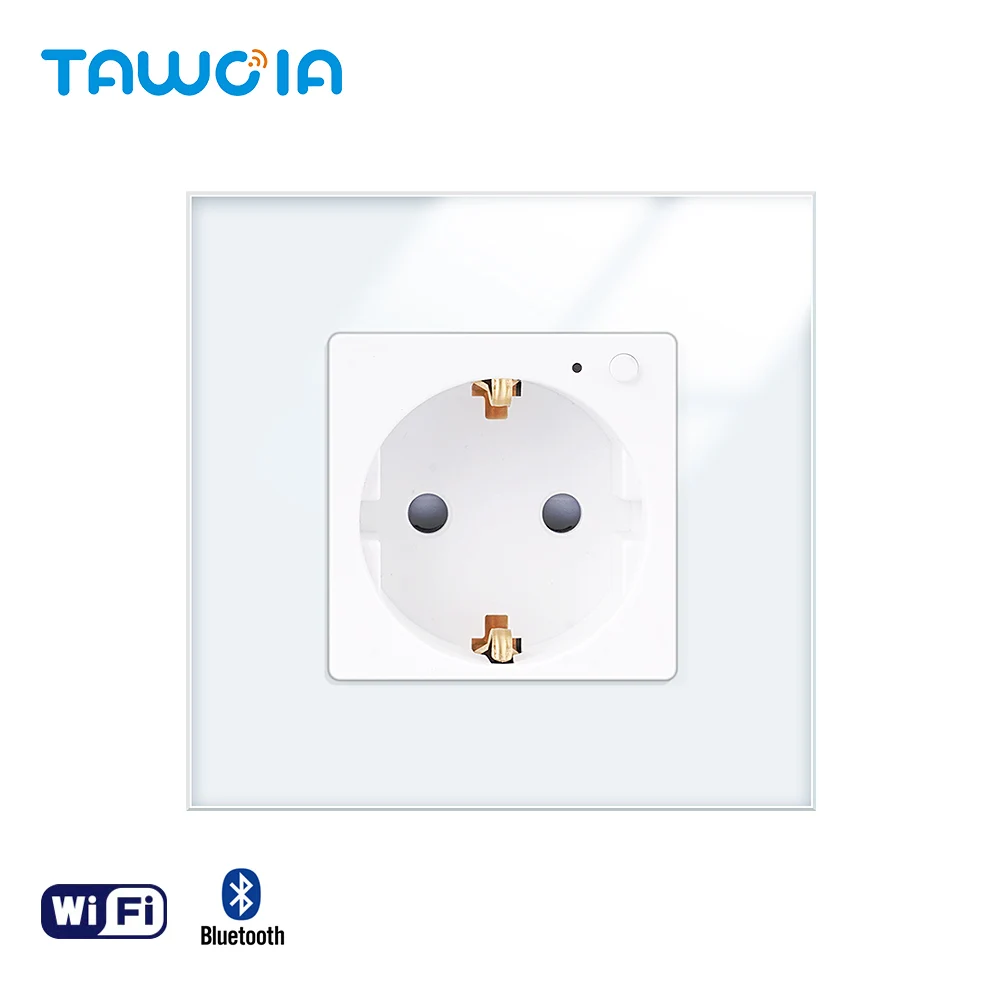 TAWOIA Tuya Smart 16A Electrical Power Socket Outlet Tempered Glass Germany Socket wifi smart socket