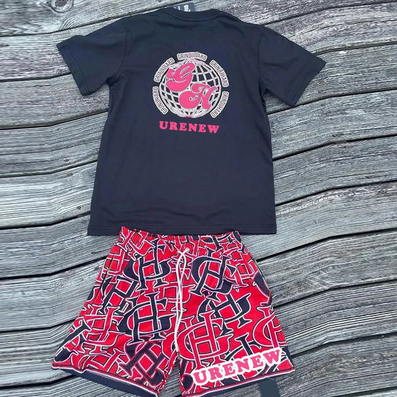 Custom logo sweatsuits tracksuit short sets summer 100% cotton jogging suit for men