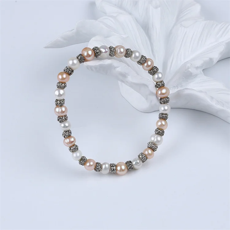 6-7mm Potato Real Natural Freshwater White Pink Purple Pearl Jewelry Set