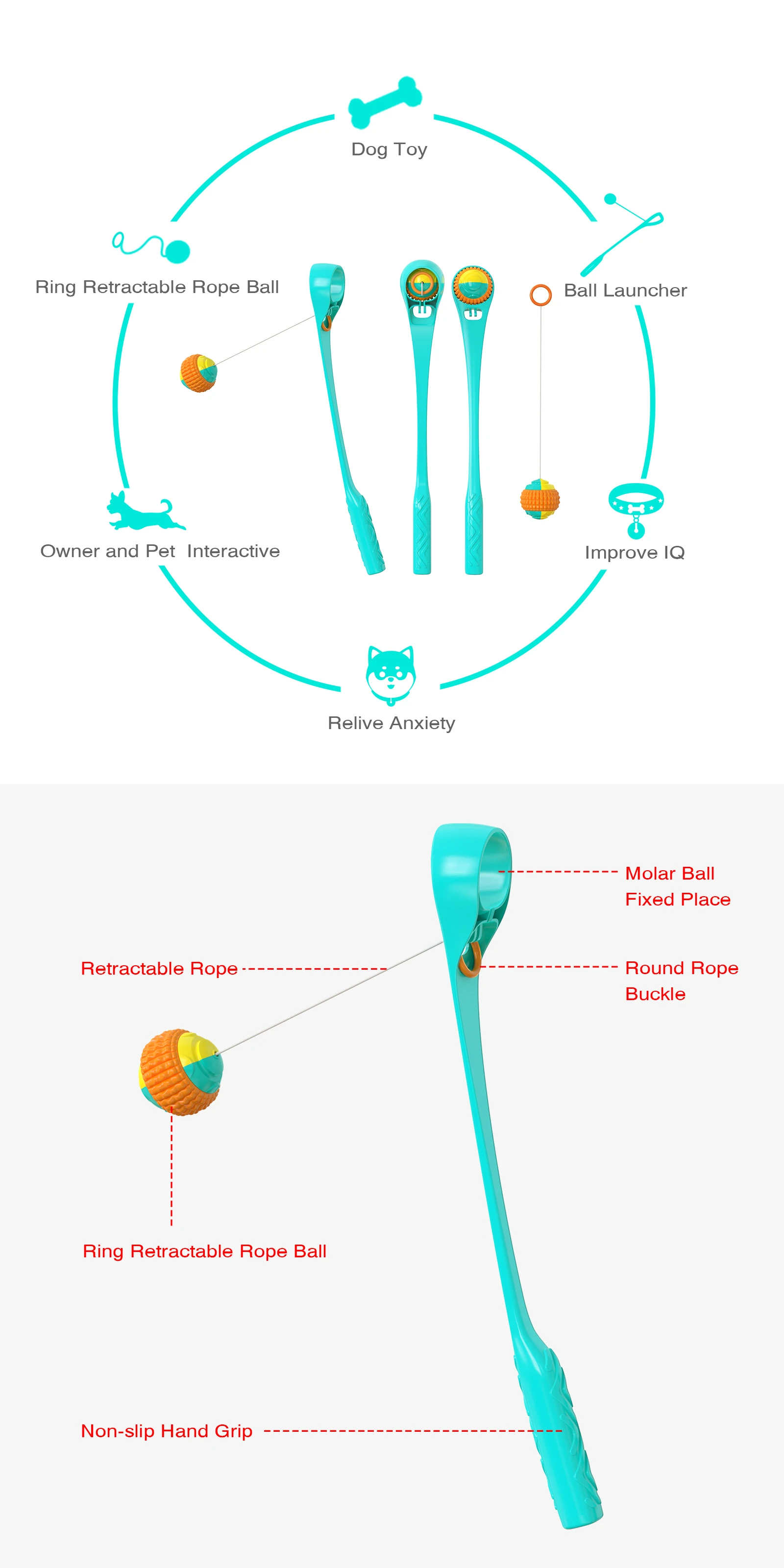 2022 Interactive Dog Non-Automatic Launcher Ball Outdoor Training Ball For Medium And Large Dog Toys