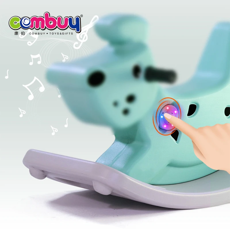 Baby ride on toy animals plastic rocking horse with light music