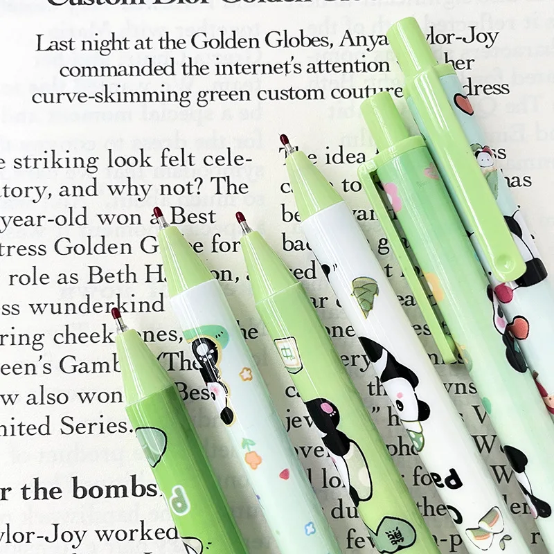 Panda Pen Back To School Stationery Supplies Colorful Kawaii Neutral Pen Melody Kuromi Cinnamoroll Sanrioed Pen Office Supply