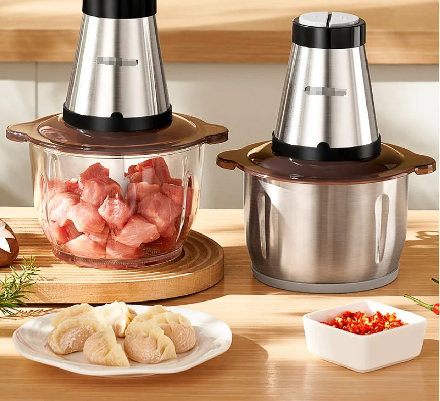 Household Stainless Steel Multi-functional Borosilicate Glass Electric Mincer Meat Grinder Chopper