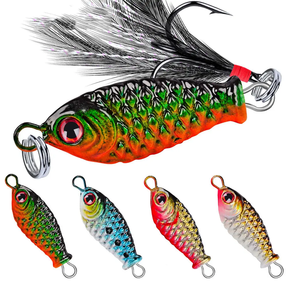 5.2g 2.5cm Feathered Lead Fish Jigbait Lure Artificial Hard Bait Made of Metal for River Fishing