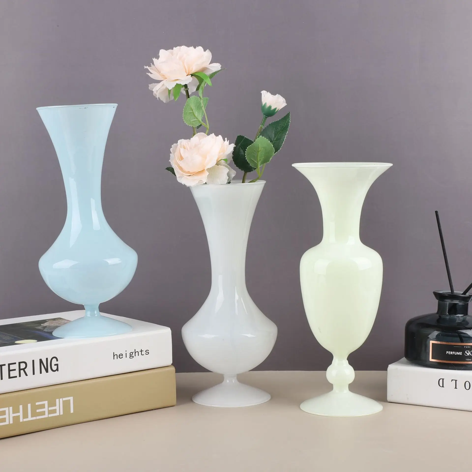 Vase decoration living room flower arrangement glass transparent Nordic simple small dry ins wind device