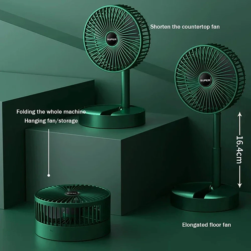 JR Factory wholesale Folding Portable Fan Ventilador Recargable Floor Fan Usb Desk  Wireless Telescopic Fans