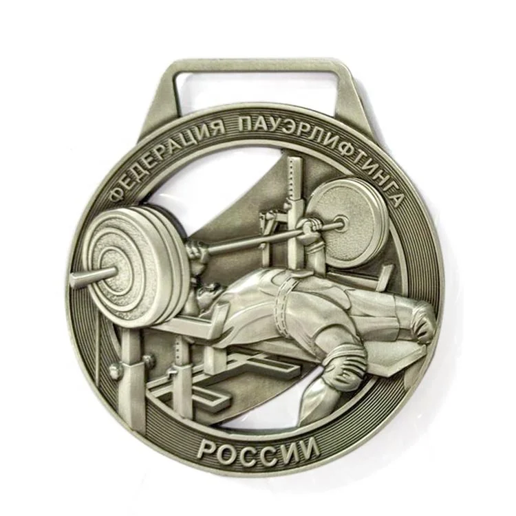 Zhongshan Factory production Die casting Sport Day metal award embossed Powerlifting Metal Medal