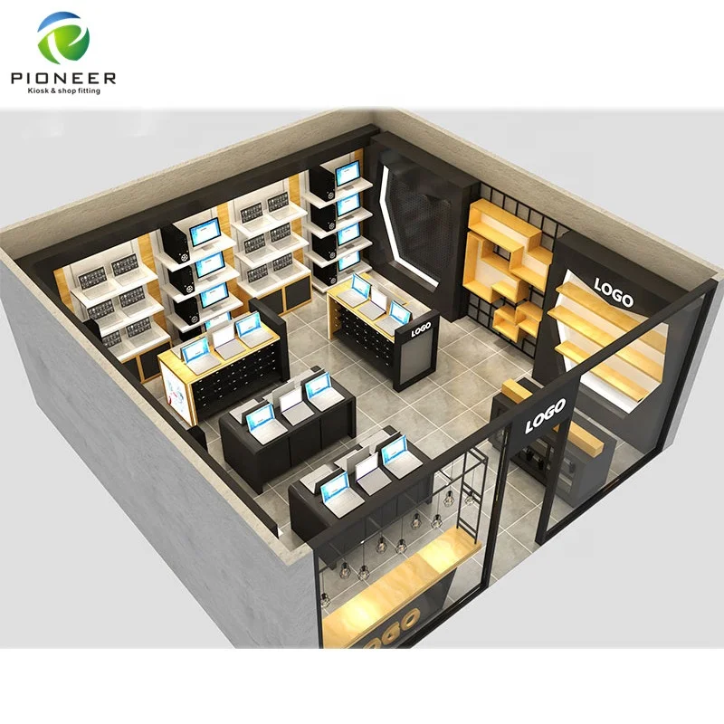 Pioneer Retail Wood Store Display Rack Shelf for Laptop Computer Showroom Design