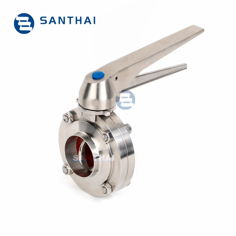SANTHAI Pull Rod Handle SS304/316L Sanitary Threaded Butterfly Valve (SMS)