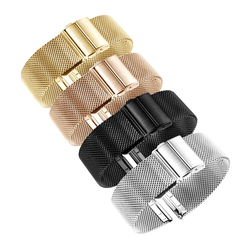 Metal  Mesh Milanese Stainless Steel Watch Band Strap Replacement with Adjustable Butterfly buckle