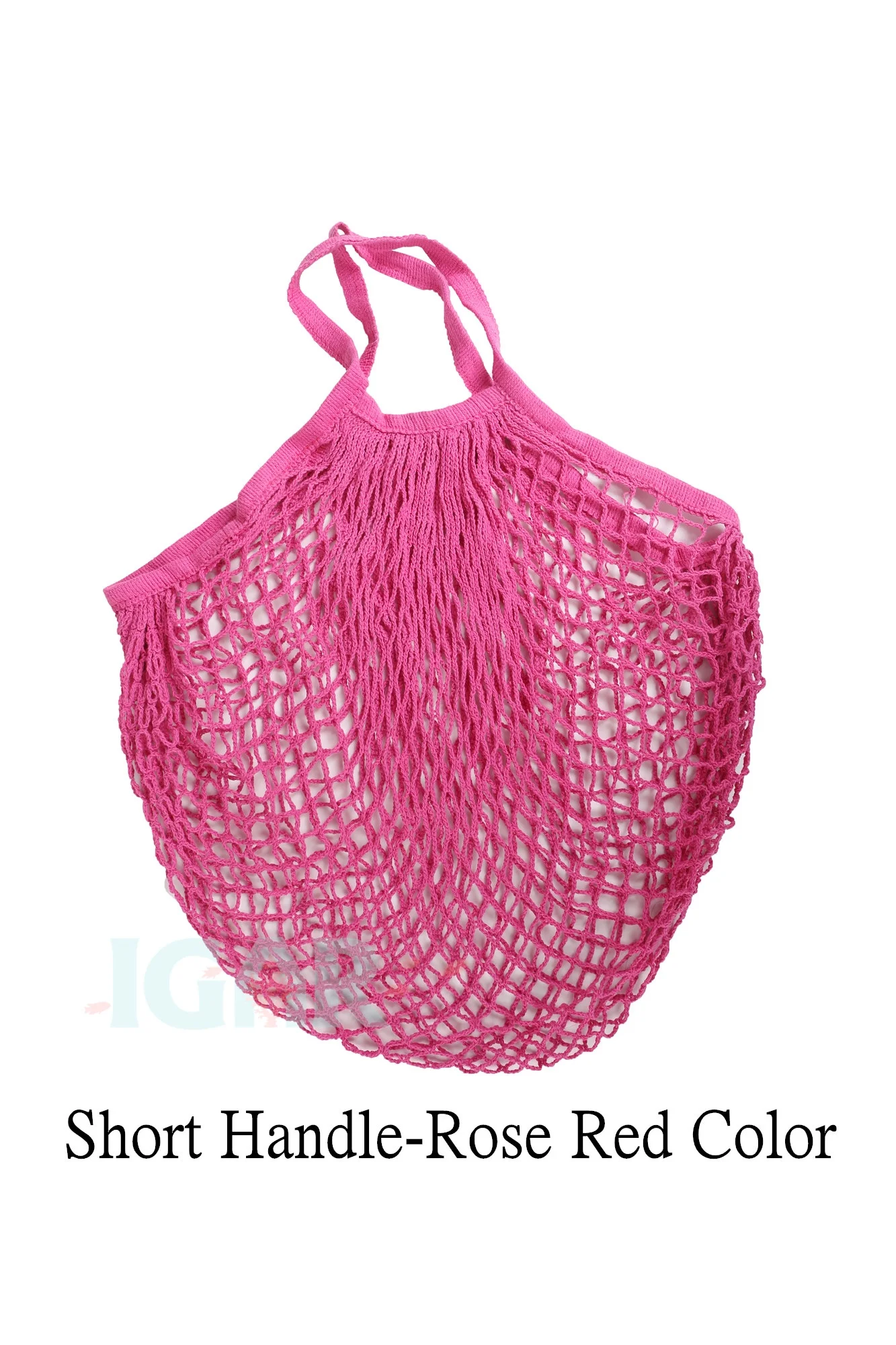 Net Shopping Tote with Long Handles Washable Mesh Bags Reusable Mesh Cotton Shopping Tote Handbags Portable Cotton Mesh String