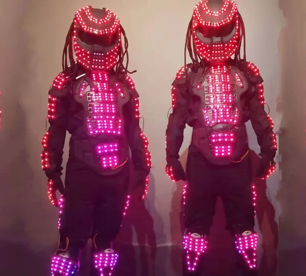 Led RGB Color Moving Dance Robot Costume Suit for Men Party Luminous Performance Wear