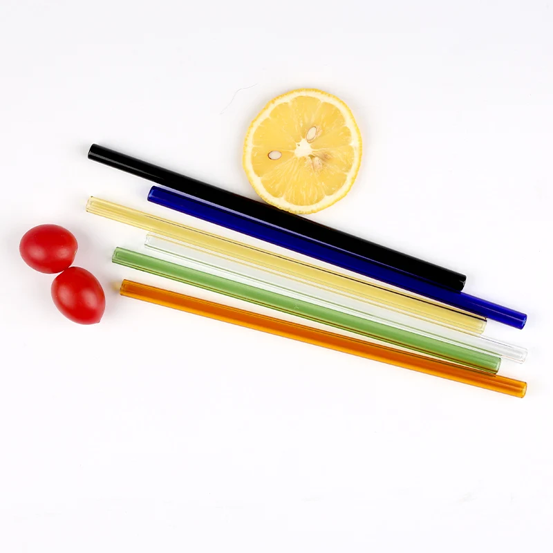 High Borosilicate Glass Juice Milk Water  Straight Bent Reusable Drinking Straw
