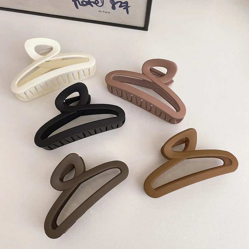 Korean Simple Frosted Hair Claw Women Versatile White Hair Shark Clips Large Back of Headband Hair Gripper Accessories For Girls