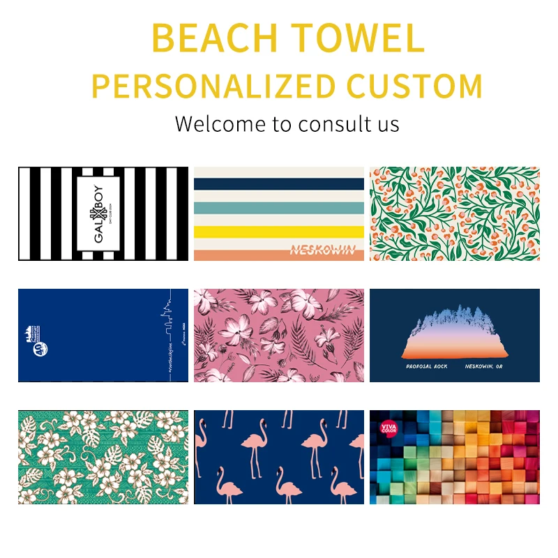 Custom Summer Personalized Microfibre Beach Towel With Logo Sublimation Printing Quick Dry Quality Large Beach Towel