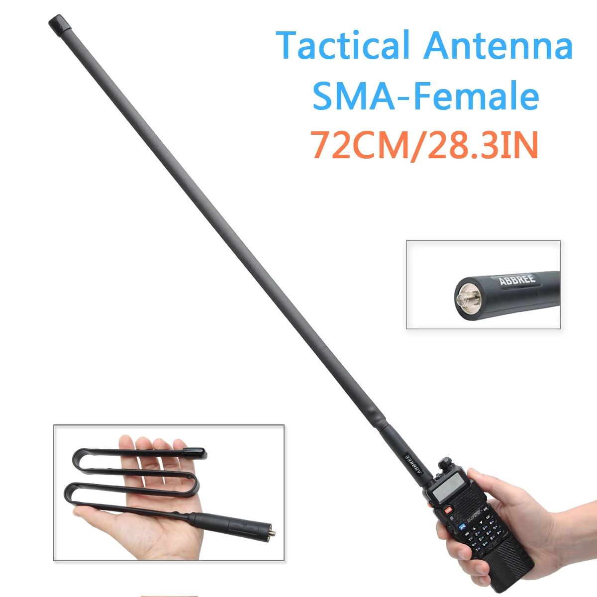 Abbree 72CM Tactical/Foldable Dual Band 144/430Mhz SMA-Female Antenna For BAOFENG UV5R 82 Radio Walkie Talkie  Antenna