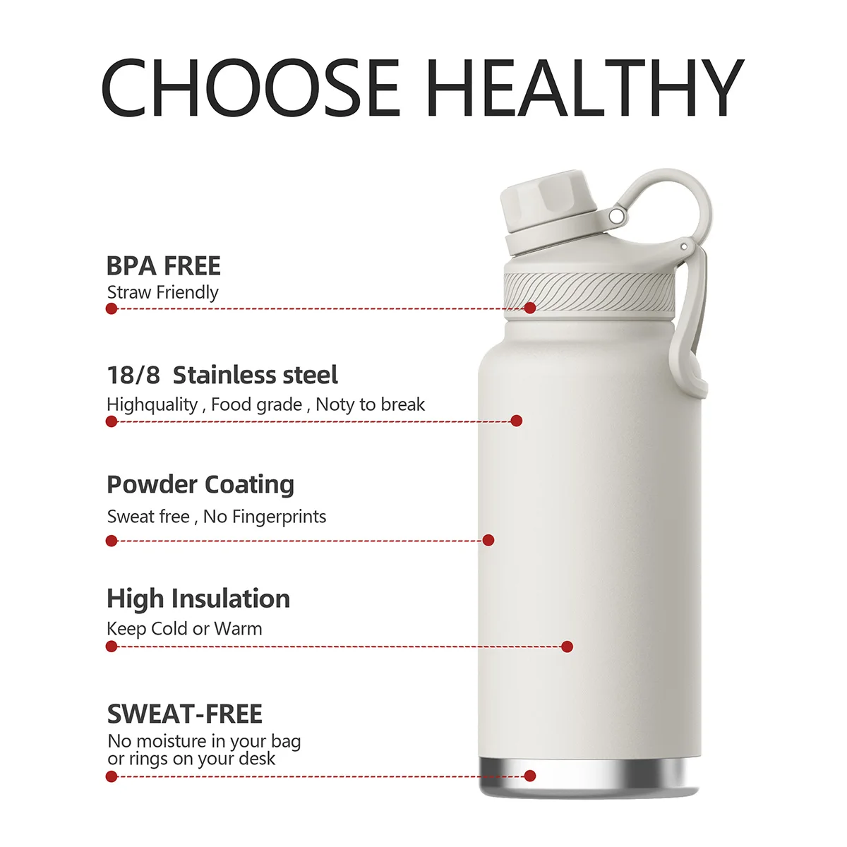 Customize Logo 32oz Flask Stainless Steel Wide Mouth Vacuum Flask Gym Sport Double Wall Insulated Water Bottle